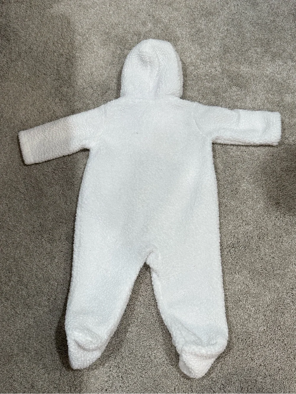 Carter's Cream Plush Bear Hooded Footed One-Piece 6 months